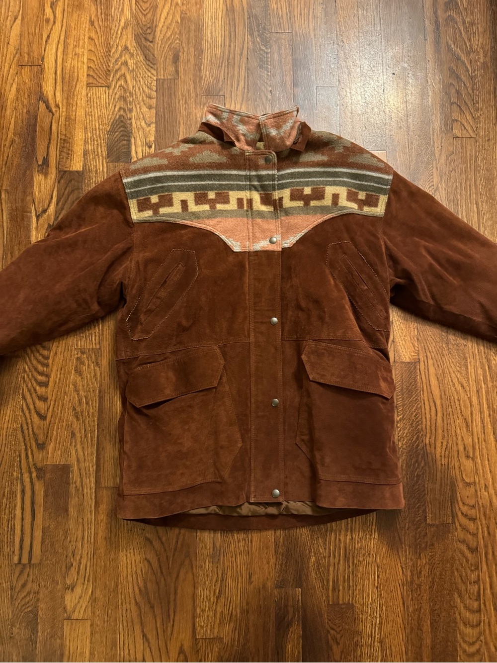 Vintage western Aztec leather coat size large